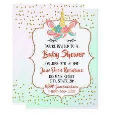 Unicorn Baby Shower Invitation Card Custom Baby Shower Invitations Personalized Baby Shower Invitations Baby Shower Invitation Cards