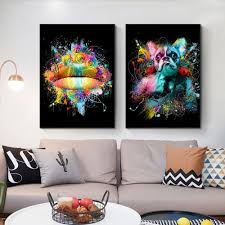 Shop allmodern for modern and contemporary wall art to match your style and budget. Aavv Animal Wall Art Canvas Painting Dog Graffiti Modern Poster Picture For Living Room Home Decor No Frame Wallcorners Decor Your Home Life