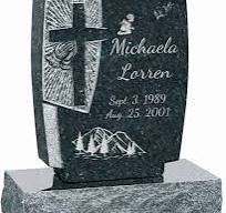 Carved Cross and Praying Hands Upright Headstone polished ...