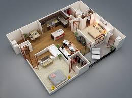 Two bedroom house designs come in single storey options. 20 Awesome 3d Apartment Plans With Two Bedrooms Part 2
