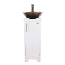 In fact, in our guide to choosing one for a size of 41 to 48 inches in width, we noted that singles sink vanities are the most common and vary from 18 inches to 42 inches wide, while double vanities are at least 48 wide. Buy U Eway 13 Inch White Bathroom Vanity And Brown Artistic Glass Vessel Sink Combo 1 5 Gpm Water Save Faucet Solid Brass Pop Up Drain Single Small Bathroom Adjustable Built In Clapboard Bt8w A9 Online In Senegal