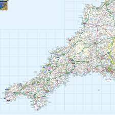 Lying west of devon from which it is separated by the river tamar, cornwall is one of the more isolated and distinctive parts of the united kingdom but is also one of its most popular with holidaymakers. Massive Printable Downloadable Free Map Of Cornwall Cornwall Map Map Of Cornwall England Devon Map