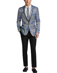 Check spelling or type a new query. Paisley Gray Slim Fit Dinner Jacket Black White Plaid With Blue Flowers Men S Suits Men S Wearhouse