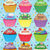 You'll find christmas, snowmen, birthdays, hearts, flowers, cherries, and strawberries. 1