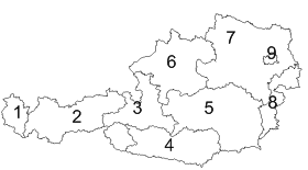 Vektor landkarte mit allen städten, marktgemeinden und gemeinden. Osterreich 9 Bundeslander Uberblick