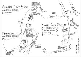 Simple Black And White Line Sketch Hand Drawn Style Map For Sheffield Open Studios Event How To Draw Hands Map Illustrated Map