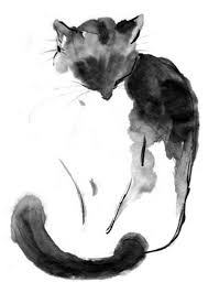 Black And White Siamese Cat Drawing Cat Ink Watercolor Cat Cats Art Drawing Cat Art