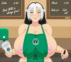 animated animated gif apron areolae big breasts black and white  hair breast milk breast milk squirt breasts busty cleavage enormous breasts  erect nipples evov1 gif huge areolae huge breasts