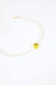 Smiley face smile emoji freshwater pearls beaded necklace choker uk. Smiley Pearl Necklace Jaded London