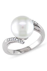 Black And White Pearl Ring Meaning Tahitian Pearl 9 9 5mm South Sea Pearl Diamond Ring In 14k White Gold I Love Pearls 3 Pearl Diamond Ring Pearl Ring Pearl Jewelry