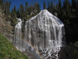 With a height of 250 feet (76 m), it is the second tallest waterfall. Union Falls Hiking Trail Yellowstone South Entrance Wyoming