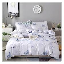 90 x 100 pillow cover: Deals For Less King Size Blue Butterfly Design Bedding Set 6pcs Buy Online In Faroe Islands At Faroe Desertcart Com Productid 136565329