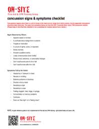 Image result for Concussion Symptom Checklist