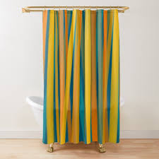 Maybe you would like to learn more about one of these? Ribbon Stripe Pattern In Moroccan Blue Mustard Orange Teal And Green Shower Curtain By Kierkegaard Stripes Pattern Green Shower Curtains Green Decor