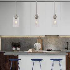 Pendant Lighting Seedy Glass Shade Glass Pendant Lights Kitchen Brushed Nickel Kitchen Ceiling Lights Living Room Bar Clear Glass Pendant Light