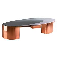 Magnussen winslet oval cocktail table with casters, 18.5 x 50 x 30. 21st Century European Copper And Resin Inlay Oval Shaped Coffee Table For Sale At 1stdibs