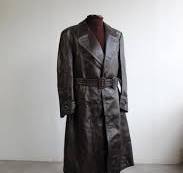 Military Vintage 40s German Motorcycle Horsehide Leather Brown Belted  Striwa Coat Size 54 Large / Extra Large