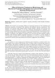 Today, bioplastics have become a necessity in many industrial applications such as. Effect Of Ultrasonic Treatment On Morphology And Mechanical Properties Of Bioplastic From Cassava Starch With Nanoclay Reinforcement Scientific Net