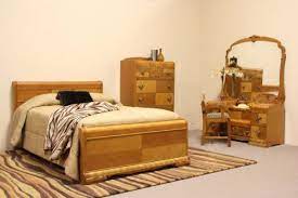Art Deco 1940 Waterfall 4 Pc Bedroom Set Full Size Bed Art Deco Bedroom Furniture Full Size Bedroom Furniture Waterfall Furniture