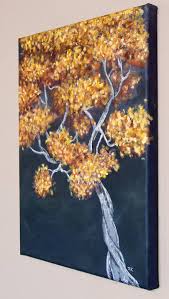 Original Black And Blue White And Gold Original Pop Art Landscape Autumn Fall Colors Tree Leaves Etsy Fall Color Trees Black Canvas Paintings Painting Leaves Acrylic