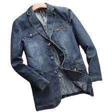 Veste longue jean manche longue en boucle tricot fait main très tendance fil 100% acrylique taille 38 /40. Veste En Jean Longue Homme Avec Col Descendant Jean Spot Jean Spot La Mode En Jean Pour Tous