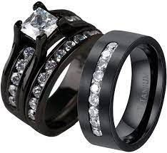 Maybe you would like to learn more about one of these? Ringheart 2 Rings His And Hers Cz Couple Rings Black Plated Womens Wedding Ring Sets Titanium Steel Mens Ring Wedding Bands Amazon Com