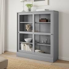 Havsta Vitrine Mit Sockel Grau Klarglas Ikea Deutschland Glass Cabinet Doors Ikea Glass Door