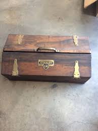 Antique Vtg Stanley Sweetheart Tools Wooden Tool Box W Brass Hardware Wooden Tool Boxes Old Tool Boxes Tool Box