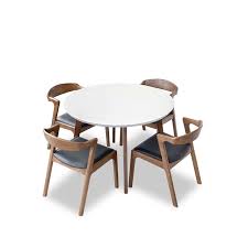 Made with natura wood and completed by a beautiful rattan seat. Mid Century Modern Piper White Roxy Pu Black Dining Chairs Set Of 5 Alwh 4rebl