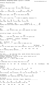 Love Song Lyrics For Bohemian Rhapsody Queen With Chords Ukulele Chords Songs Guitar Chords For Songs Lyrics And Chords