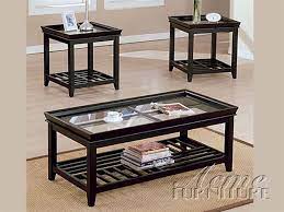 Glass top coffee table sets. Ava Glass Top 3pc Coffee End Table Set In Espresso Finish By Acme 6362