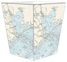 Galveston Bay Nautical Chart Wastepaper Basket