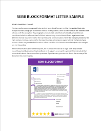 Style of a form of six indentation formats standard,modified. Semi Block Format Letter Template