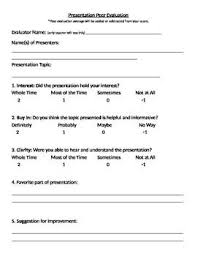 Class Presentation Peer Evaluation Class Presentation Presentation Evaluation Form Student Presentation