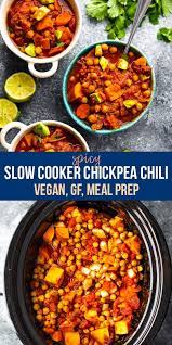 Spicy Slow Cooker Chickpea Chili Instant Pot Sweet Peas Saffron Recipe In 2020 Vegan Slow Cooker Vegan Crockpot Recipes Saffron Recipes