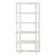 Gaston Rustic Lodge Brushed White Wooden Bookcase Kathy Kuo Home