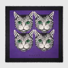 Mystic Cat Print Modal Silk Shawl Cat Print Silk Shawl Cat Scarf