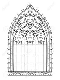 Religious stained glass stained glass. Beautiful Medieval Stained Glass Window In French Churches Black And White Drawing For Coloring Book Flaming Gothic Architectural Style In Western Europe Worksheet For Children Vector Image Royalty Free Cliparts Vectors And