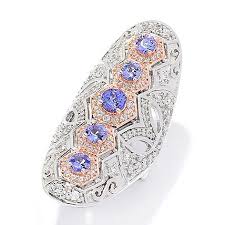 Dallas Prince 4 21ctw Tanzanite White Zircon Shield Ring On Sale At Shophq Com Shield Ring Tanzanite Zircon