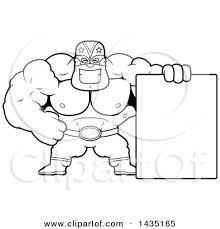 Of course no one knows atlantis' real name as is the case with most masked wrestlers. Clipart Of A Cartoon Black And White Lineart Buff Muscular Luchador Mexican Wrestler Giving Two Thumbs Up Royalty Free Vector Illustration By Cory Thoman 1435168