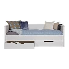 woood jade bedbank met laden 90 x 200 cm wit bedbank thuis meubel ideeen