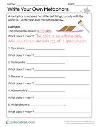 Write Your Own Metaphors Worksheet Education Com