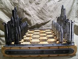 Bite The Bullet Ammo Coupon A Chess Set From Rounds Used In Aircraft Chess Set Unique Chess Set Chess Board
