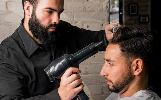 Hair styling in a salon