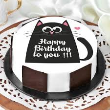 A perfect finish for those celebration cakes. Black Cat Birthday Cake Half Kg