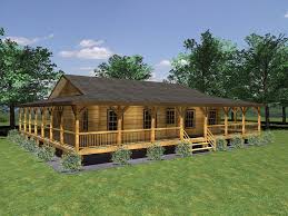 This cabin is built on skids, so you, the buyer, may leave the house in place or move it to your own chosen foundation. Log Cabins With Side Porches Patterson Log Cabin Rendering Porch House Plans Ranch Style House Plans Ranch Houses With Wrap Around Porches