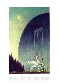Woman Riding White Bear In Moonlight By Kay Nielsen 70s First Edition Fairy Book Art Plate Golden Age East Of The Sun We Art Kay Nielsen Fairytale Illustration