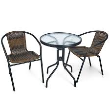 Garden Bistro Set 2 Seater Wicker Steel Glass Patio Terrace Balcony Table Chairs Outdoor Furniture Balcony Table And Chairs Furniture