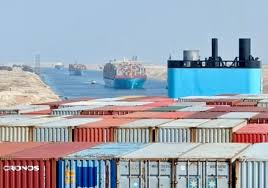 Het suezkanaal in egypte is geblokkeerd door een gestrand containerschip. F Xqr Hyjxt6um