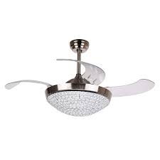 Save on brands you trust at lowe's®. 46 Modern Crystal Chandelier Led Ceiling Fan With Retractable Blades And Remote Control Chrome Walmart Com Walmart Com